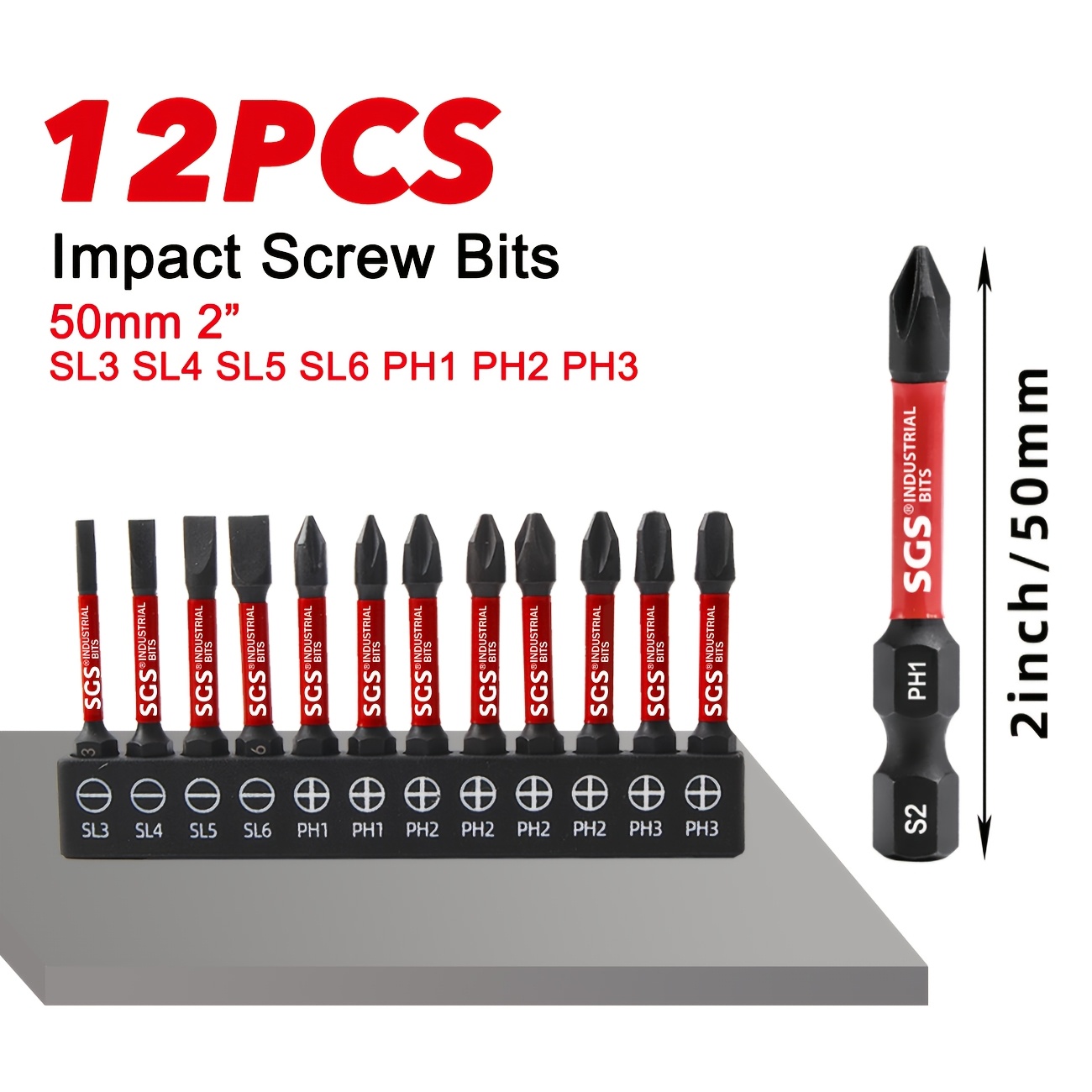 TEMU 12pcs Set Of Sl/ph Mixed Screwdrivers Made Of S2 Steel, 50mm High Hardness Precision Screwdrivers, Quick Change , Suitable For Furniture Repair,