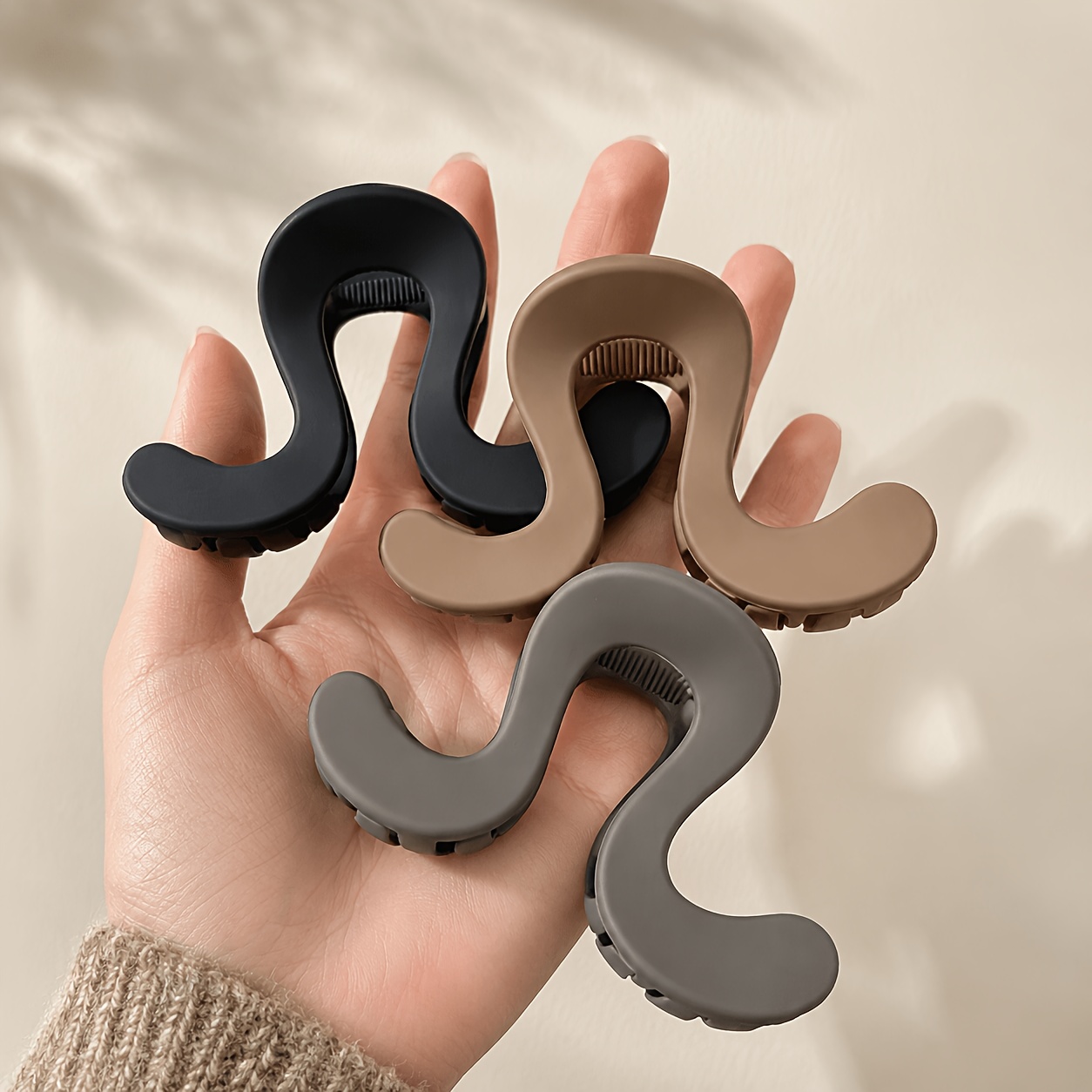 TEMU 3pcs Matte High Ponytail Hair Claw Clips, Women' New Shark Clips For Back Of Head, Hair Accessories