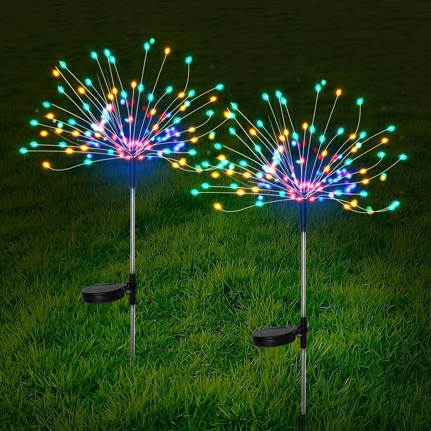 420led solar firework lights height adjustable 8 lighting mode 200 420led for camping festive days party 2 4   multicolor
