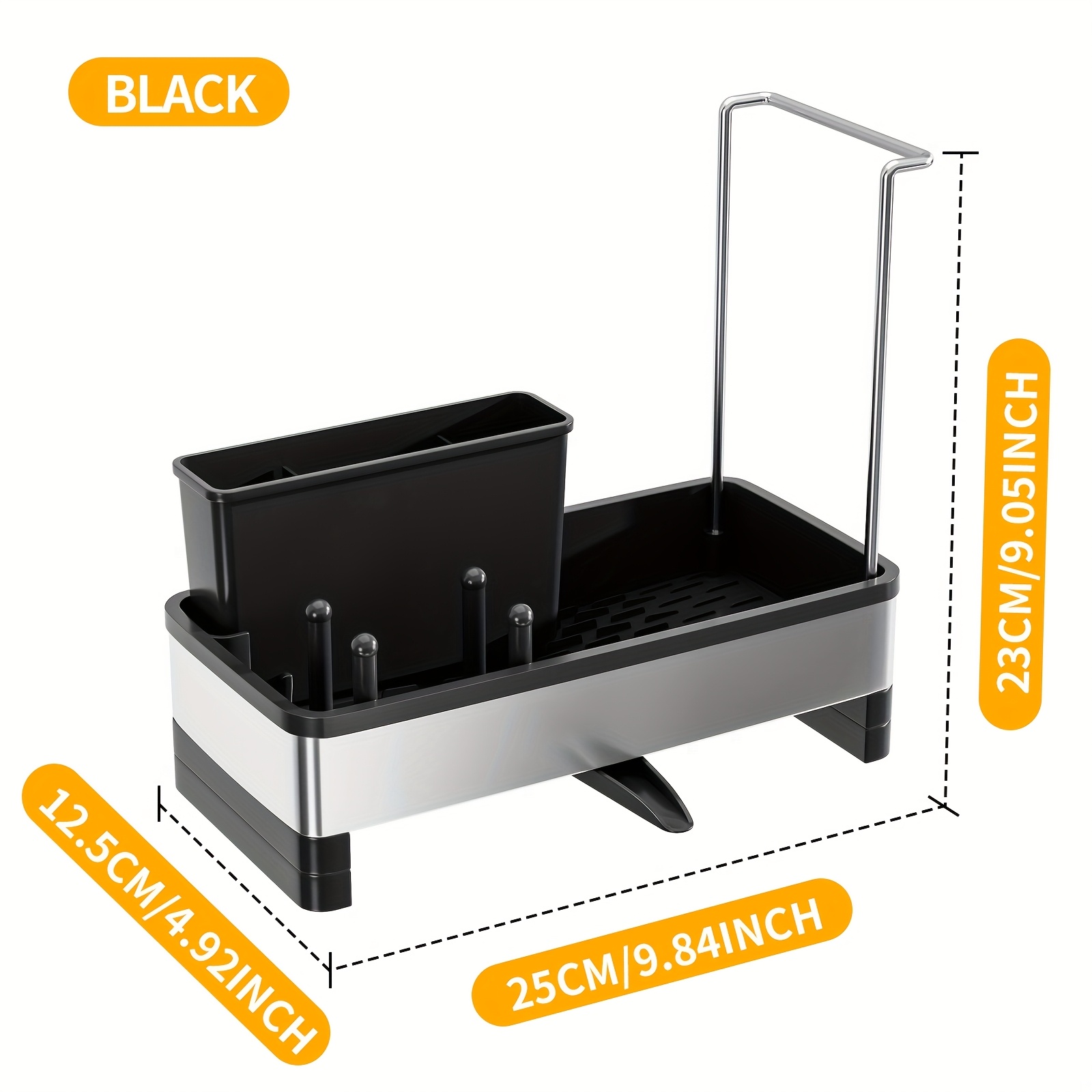 TEMU 1pc Stainless Steel Sponge Rack,kitchen Sink Cleaning Cloth And Cleaning Tool Organizer Rack