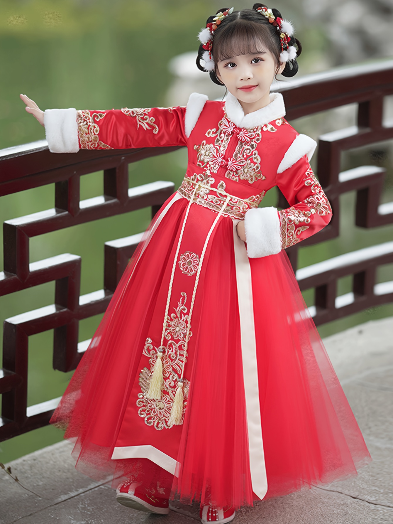 Fashion Traditional Chinese New Year Dress Elegant Girls' Dress