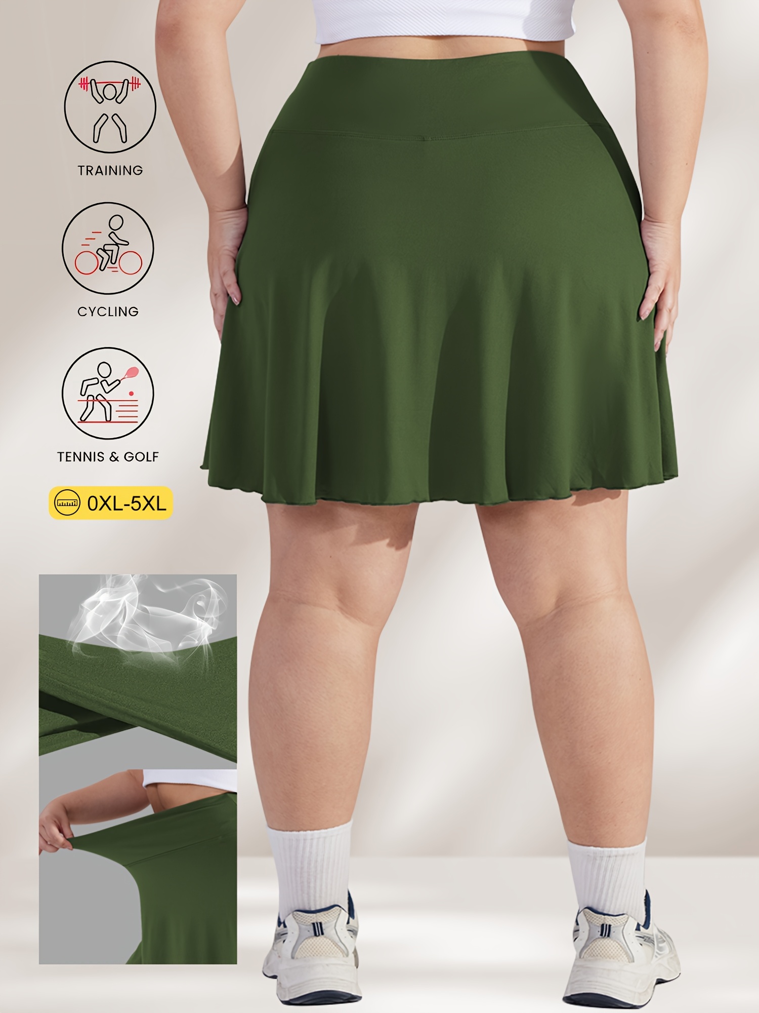 Plus Size Tennis Skirt Pants Side Pockets Women'
