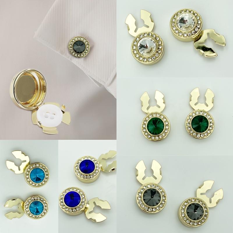 

2pcs Set - Rhinestone Cufflinks & , For & ,