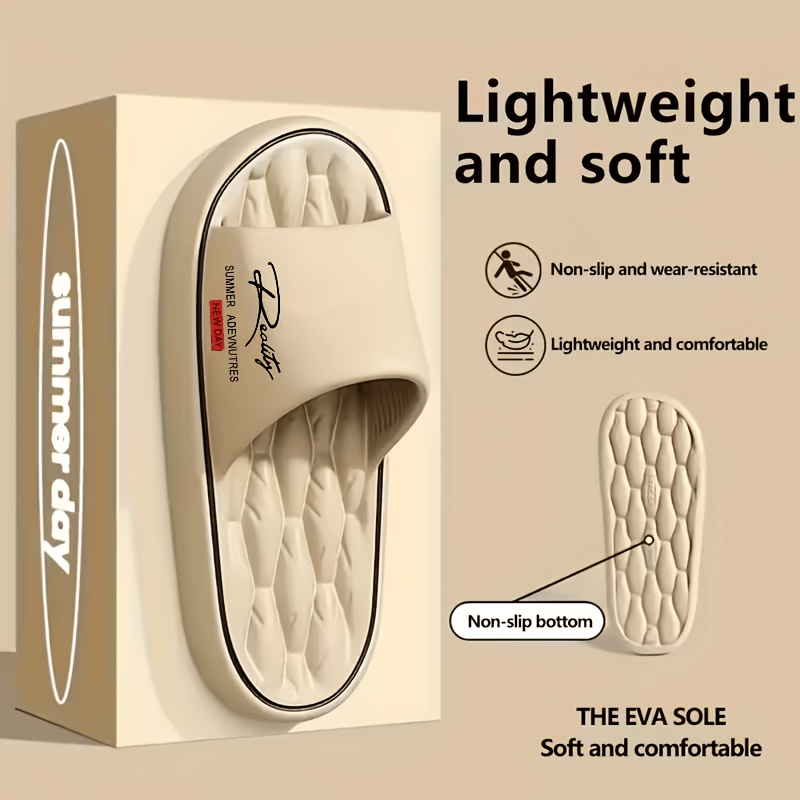 TEMU 2026 Summer New Women's Comfortable Slippers, Quick-dry, Soft Sole, Comfortable Non-slip Indoor Slides, , For Vacation And Leisure, Suitable For