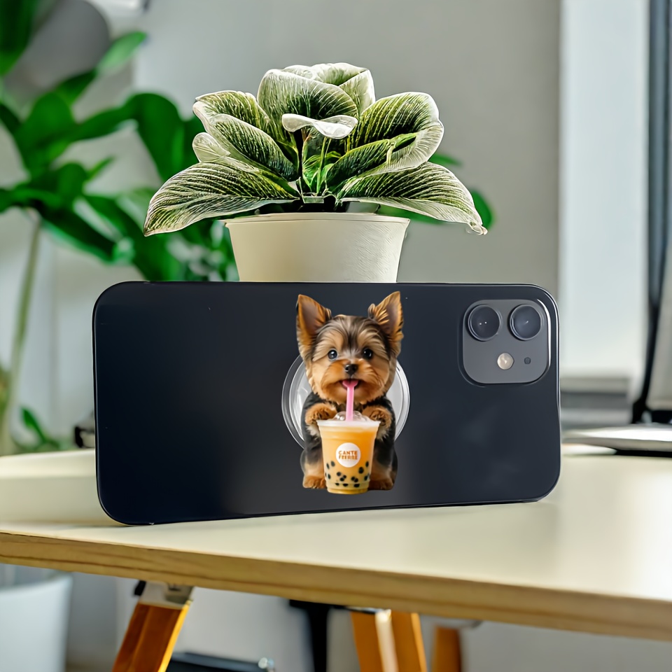 

1pc Yorkie Drinking 2d Acrylic Phone Holder, Foldable Mobile Phone Holder For Easy Carrying