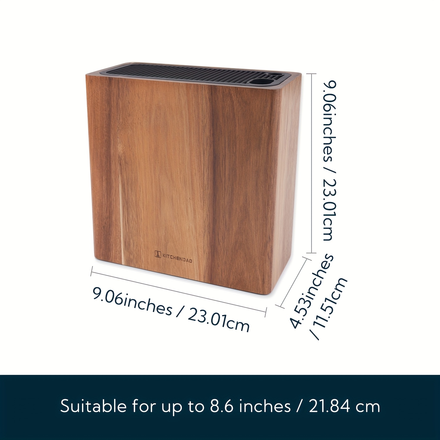 Image of Shandao Acacia Wood Knife Holder With Slots For Scissors And Sharpening Rods, A Safe And Space- Knife Storage Rack, Unique Slot Design Protects