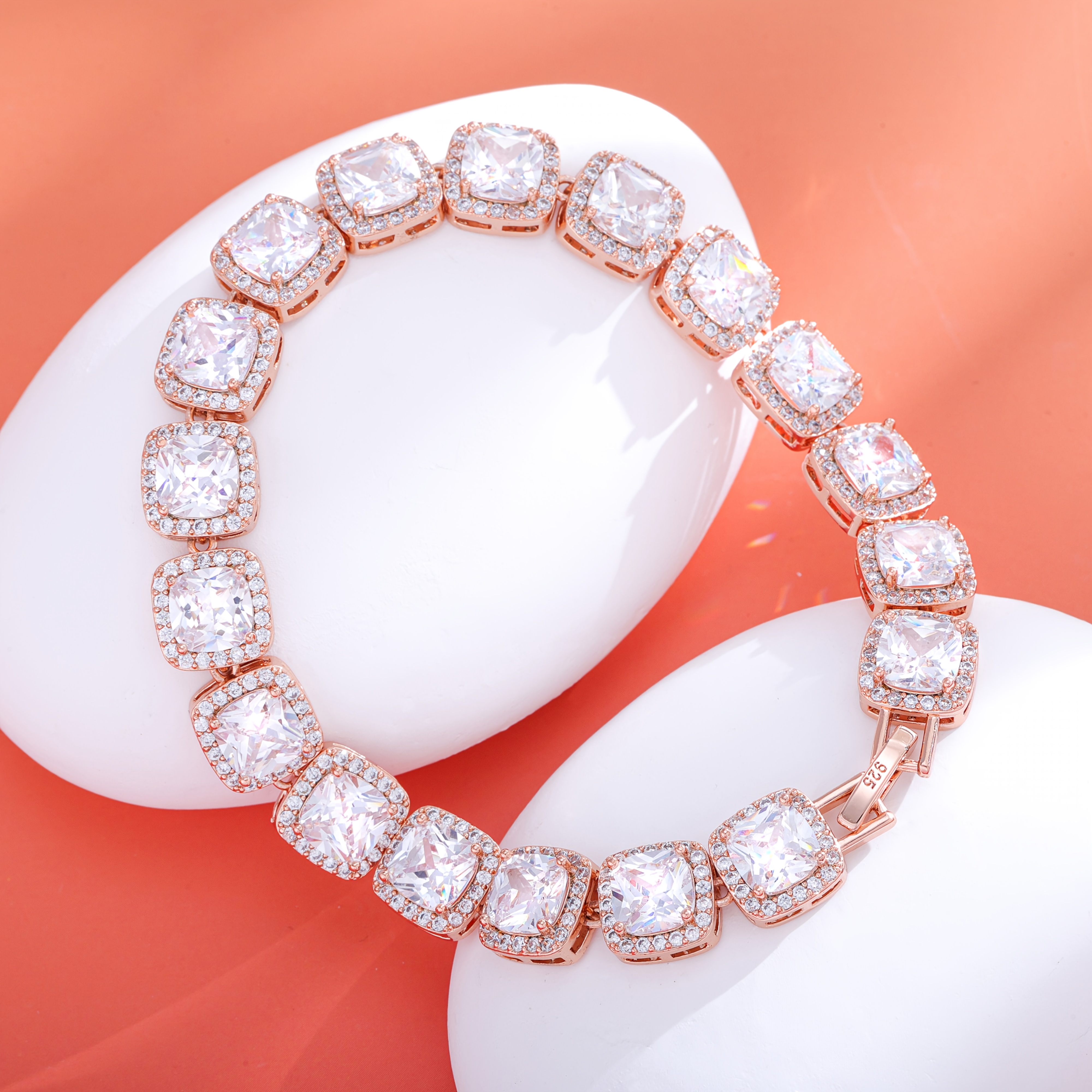 Image of 925 925 Silvery Men's Synthetic Cubic Zirconiaia Bracelet Good 5a Synthetic Cubic Zirconiaia Unisex Birthday Valentine's Day Father's Day Exquisite Gift Box