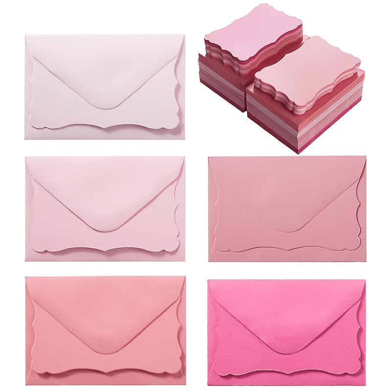 TEMU 20pcs Mini Envelope And Note Card Set, 10 Small Envelopes With 10 Scalloped Blank Cards, Assorted Pastel Shades For Gift Notes, Thank You Cards,