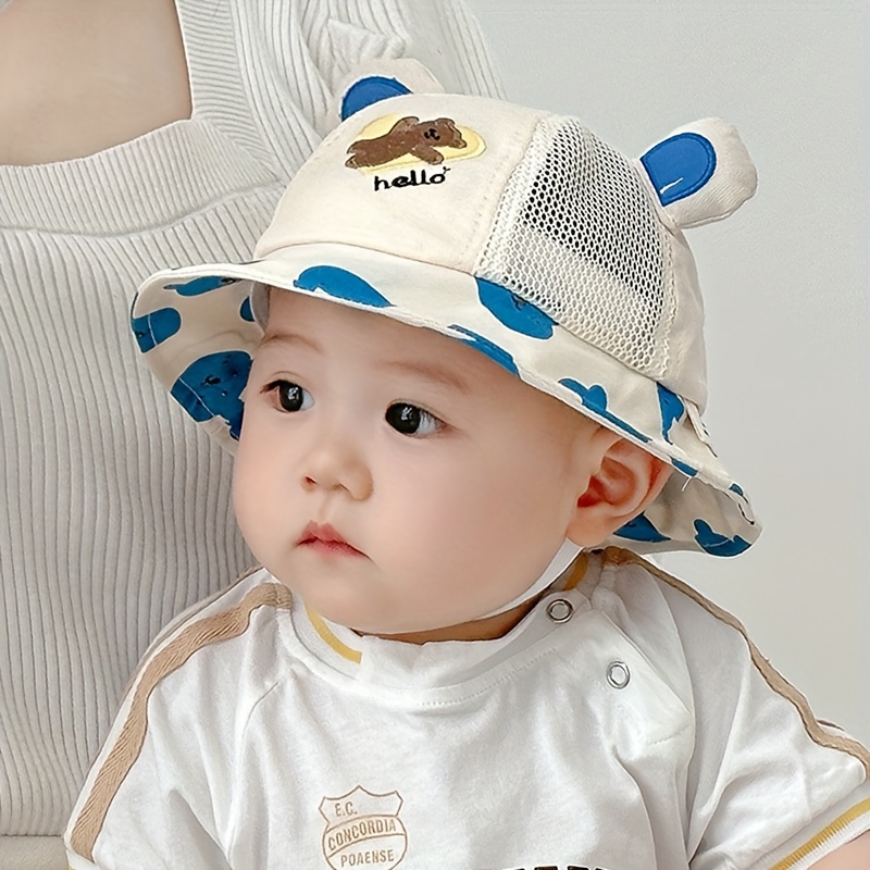 

Infant Uv Protection Breathable Mesh Bucket Hat, Unisex Baby Toddler Cartoon Cute Shade Cap, For Outdoor Travel, Hiking, Fits 3 Months-2 Years