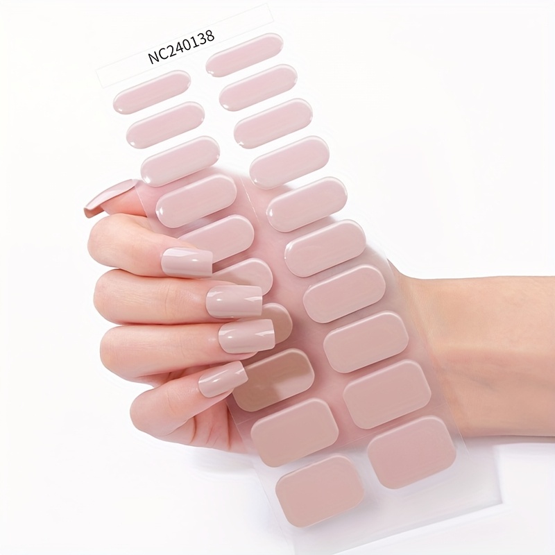 Image of 20pcs Semi Cured Gel Nail Wraps, Gentle And Elegant Morandi Solid Color Nail Stickers, Gentle Nude Light Purple Rose , A Of , Fresh And Versatile, Ladies And Shopping Dating Diy Art Supplies