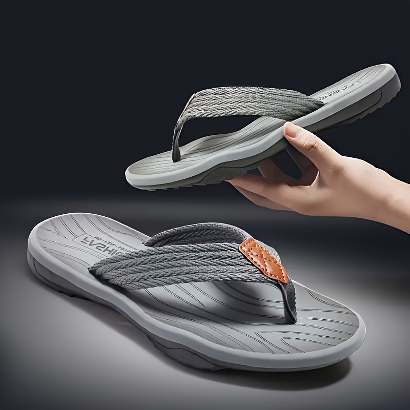 

Men's Trendy Solid Colour Breathable Flip Flops, Comfy Non Slip Casual Thong Sandals For Men's Outdoor Activities