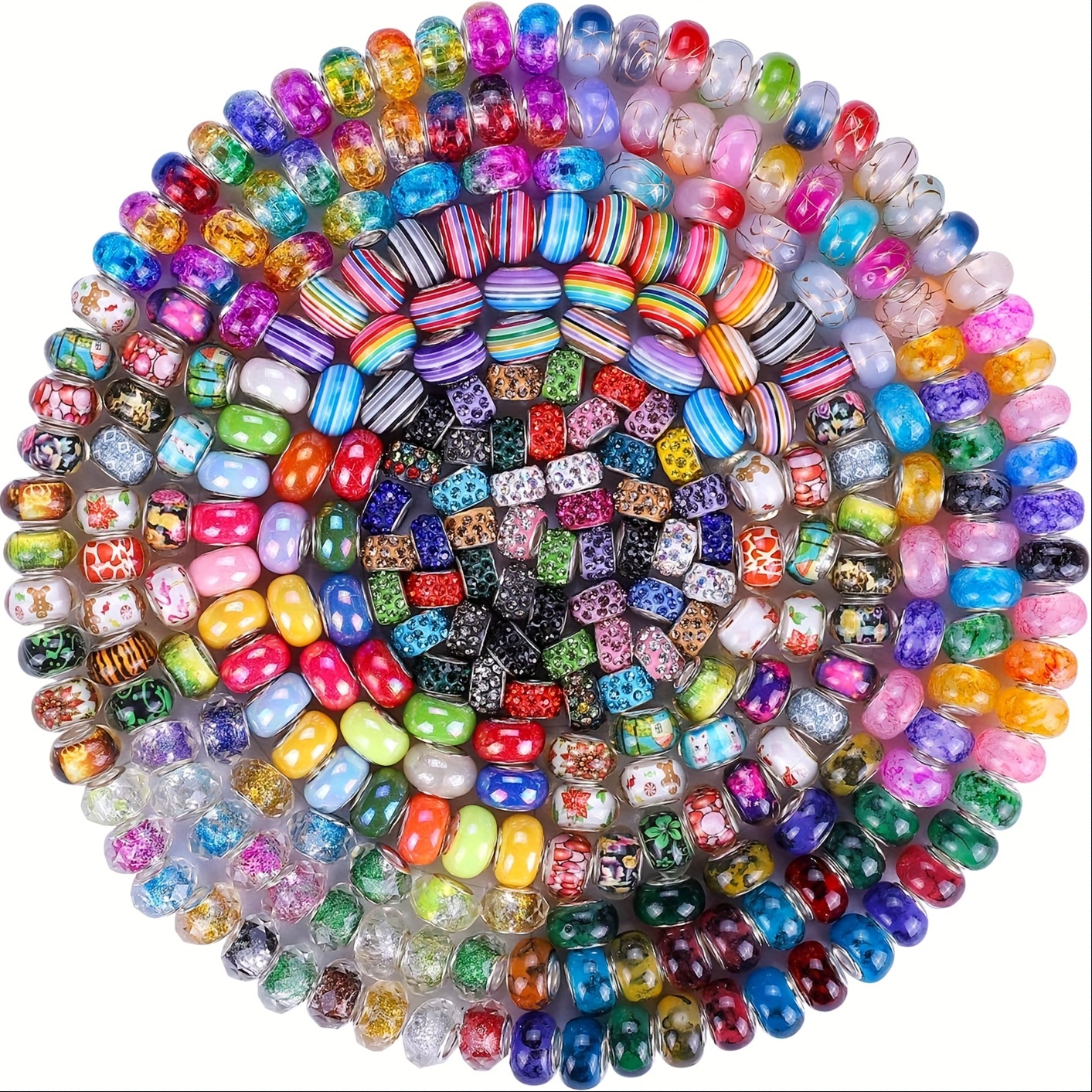 

50pcs Mixed Colorful Large Hole Spacer Charm Fairy Wands Rhinestone Craft Beads For Jewelry Making Diy Bracelet Necklace Handmade Beaded Craft Supplies