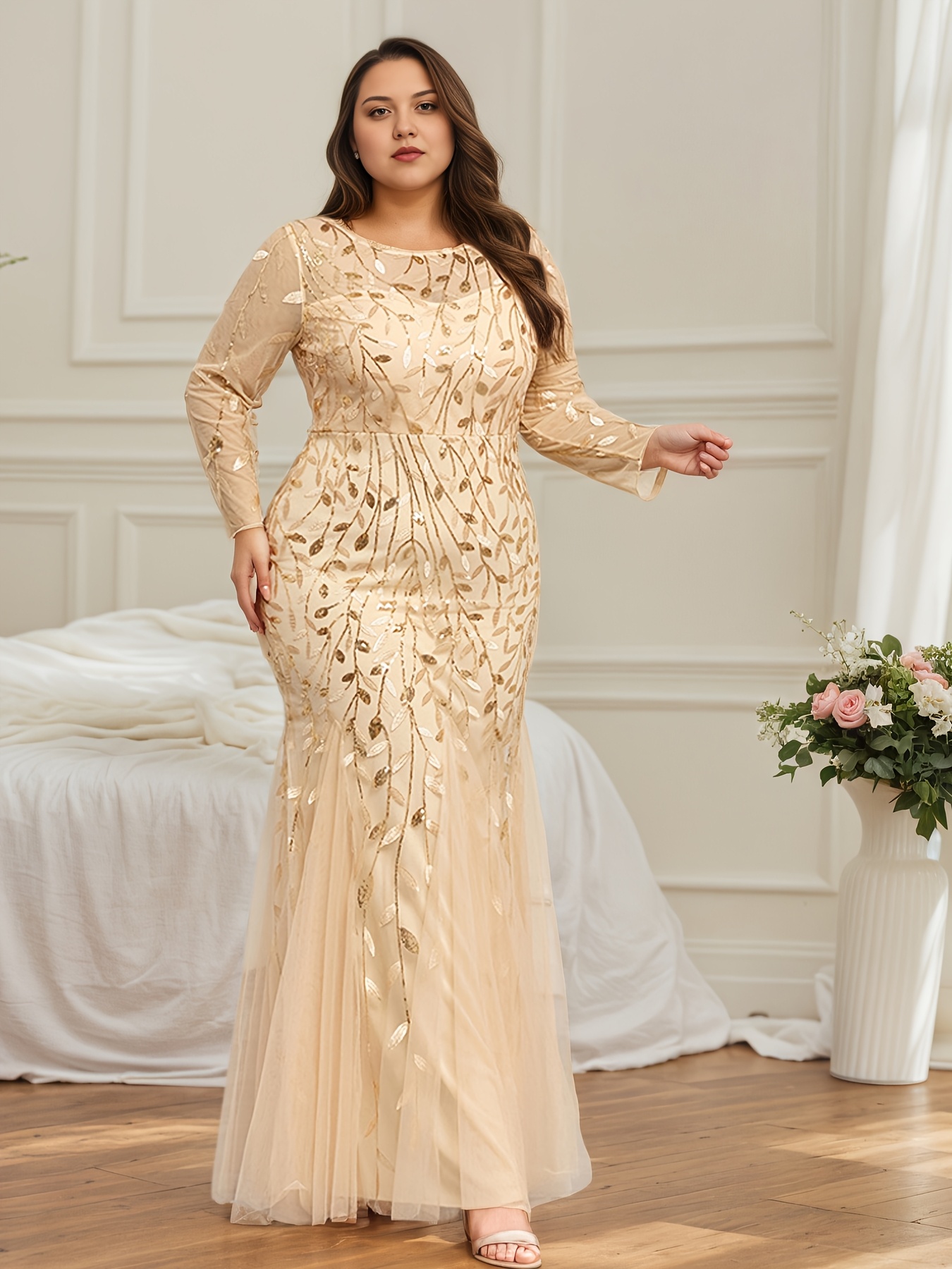 gold dress for curvy women Women's Plus Size Tops | Keri Body Con Dress main image 1