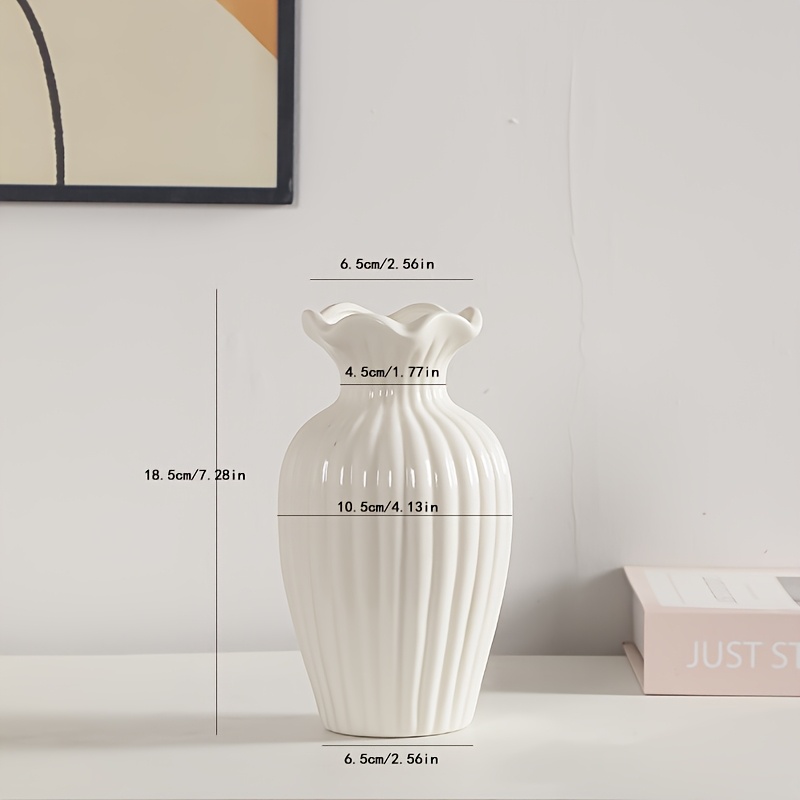 E-shop Leichter Luxus, Minimalistische Keramik-Blumenvase mit künstlichen Blumen, für frische und getrocknete Blumen geeignet, Dekoration für Esstisch