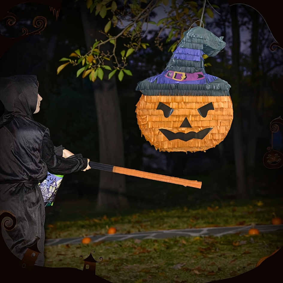 Halloween Pumpkin Piñata with Red Ribbon for Parties