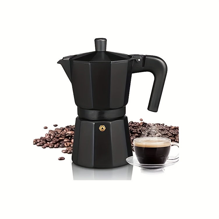 Percolador de café de 3/6/9 tazas - Cocción de café italiano y cubano, fabricante de café griego, construcción metálica duradera, no necesita electricidad, mango y boquilla fáciles de usar, perfecto para uso en casa, oficina o cafetería, bar de café, equipo de oficina para café, acabado metálico elegante, material fácil de limpiar