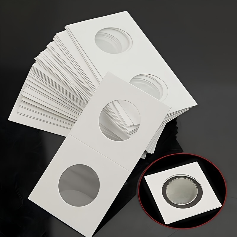 

100pcs Premium Cardboard Coin Flips For Collectors - 8 Sizes, Transparent Window, Ideal For , Quarters, Tokens & Medals