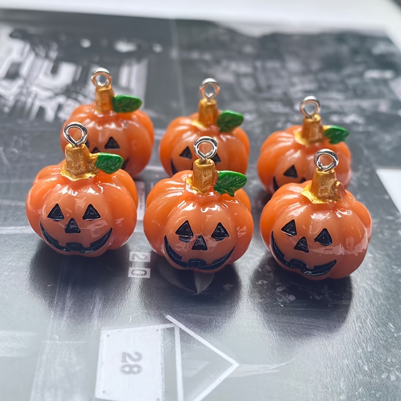 

6pcs Cute 3d Halloween Pumpkin Resin Charms For , Earrings & Keychains - Shoes, Boots & Watch Accessories, Halloween Decorations