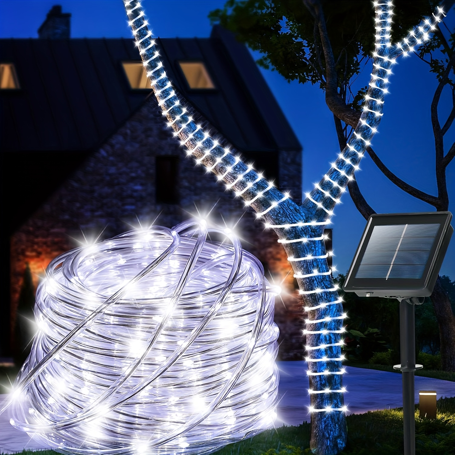 Solar Powered LED Rope Lights | Outdoor String Lights For Patio, Tent, Trampoline | IP68 Waterproof