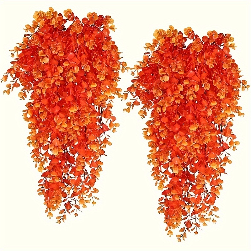 

2pcs Lifelike Autumn Eucalyptus - Uv- Artificial Flowers For Home Decor, Weddings, Birthdays, Halloween, Thanksgiving & Christmas