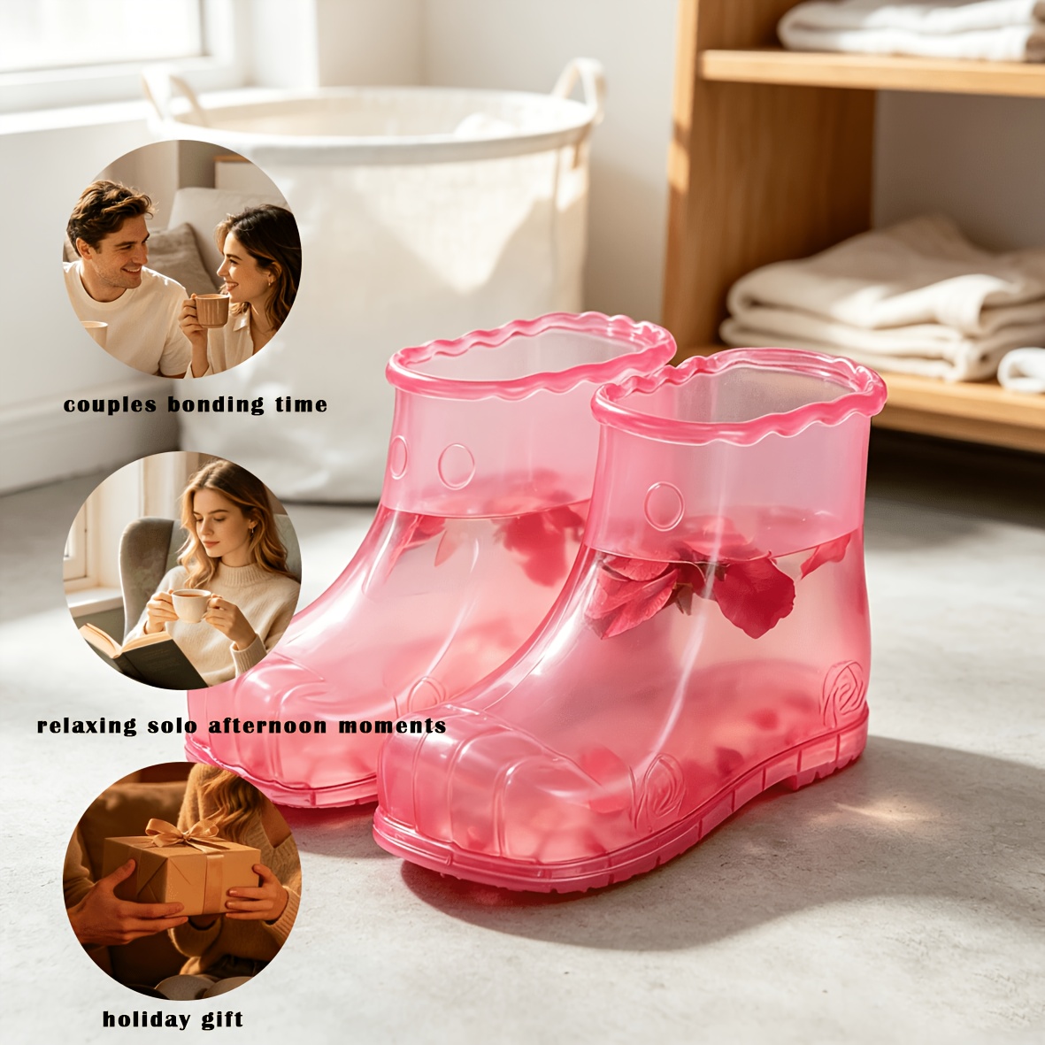 TEMU Women's Model - Size 42 Double-pack Portable Wearable Foot Bath Bucket, Water-saving, Electricity-free And , 11.02 Inches Long X 4.92 Inches