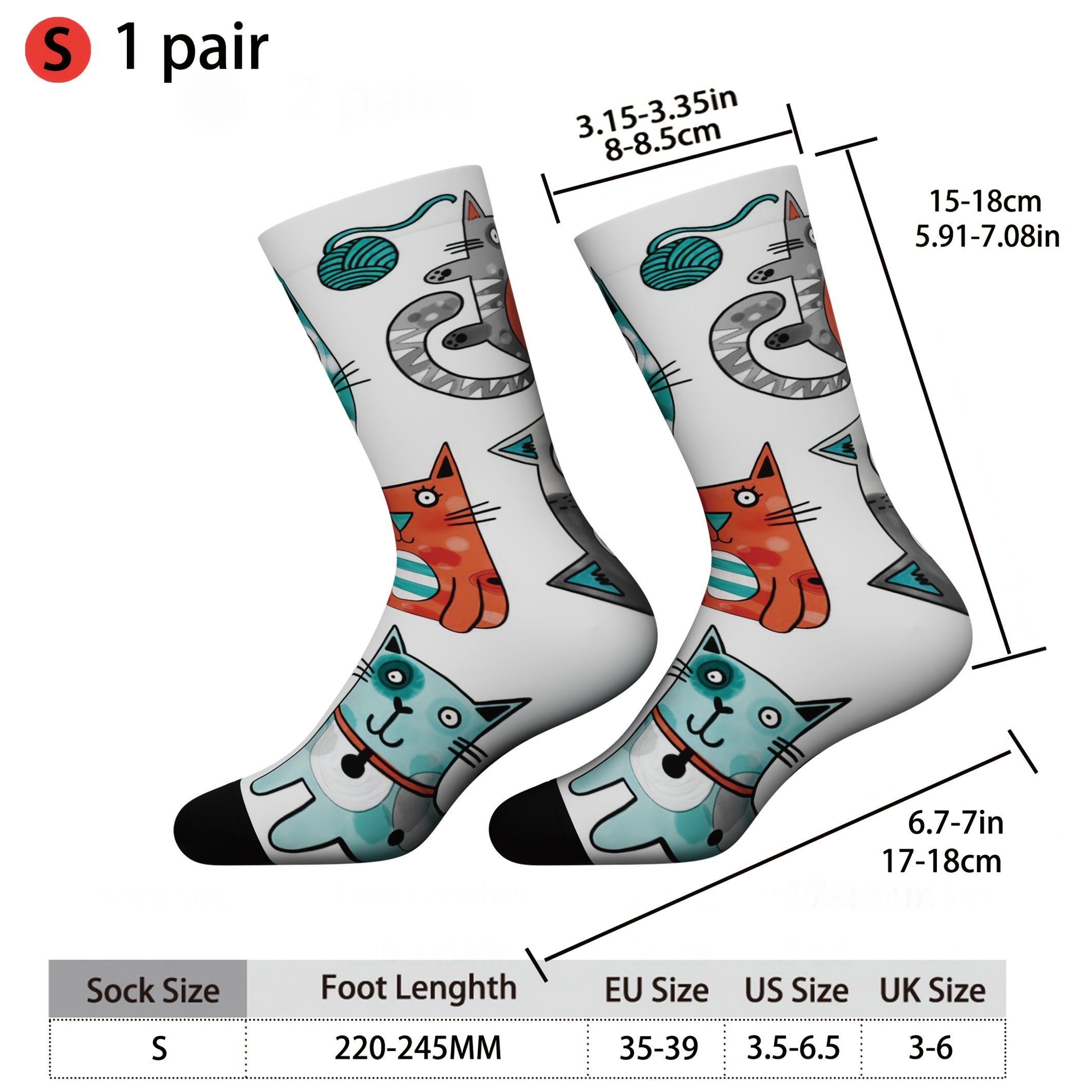 TEMU Un di calzini unisex con stampe digitali a tema, e traspiranti, per coppie con uno stile streetwear che elementi, ideali per sport, , ciclismo e