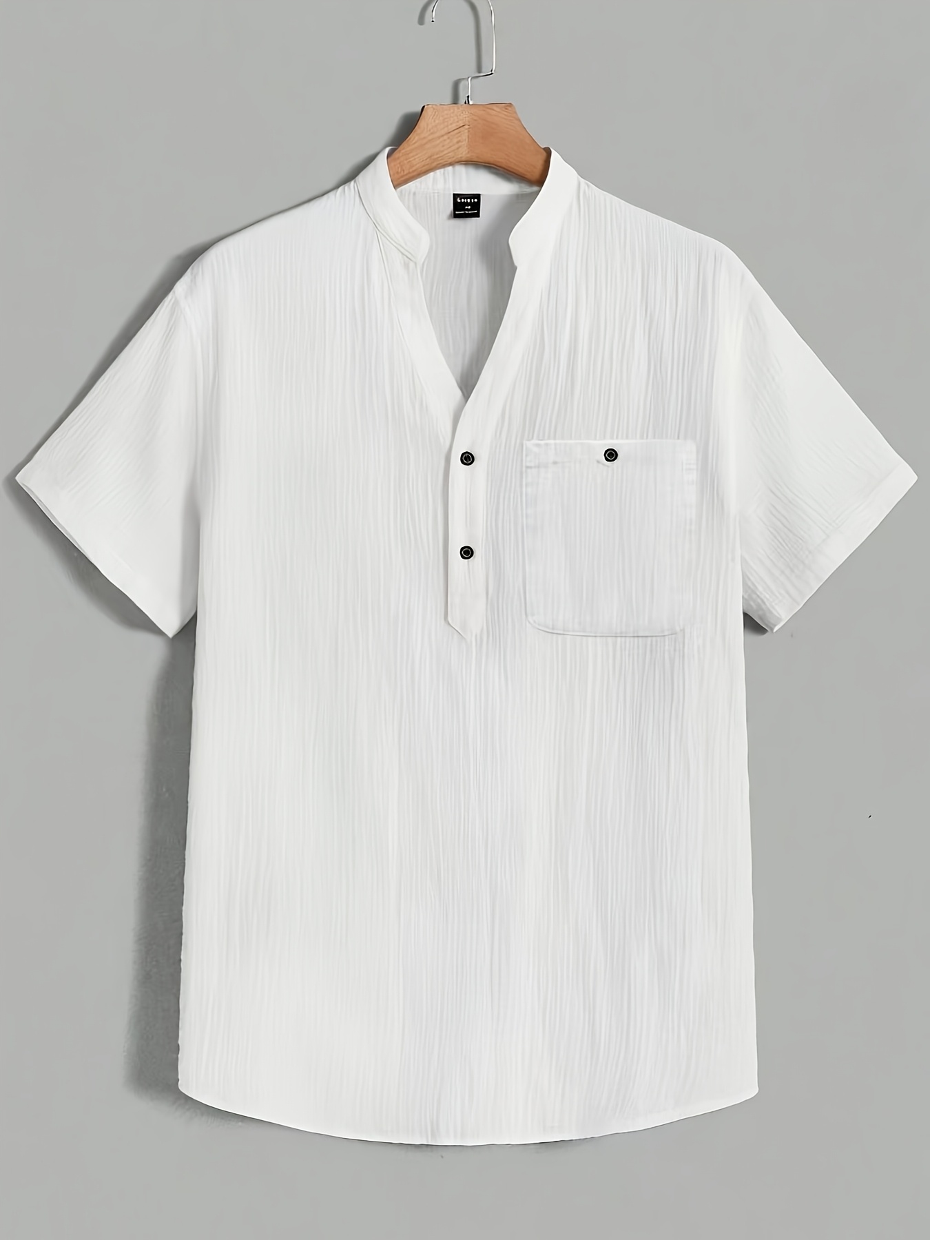 heren ademend rayon shirt - lichtgewicht, vervagingsbestendig, flexibele geweven stof,   pasvorm, v-hals met knoopdetail, korte mouw, casual strandkleding voor lente/zomer/herfst 4