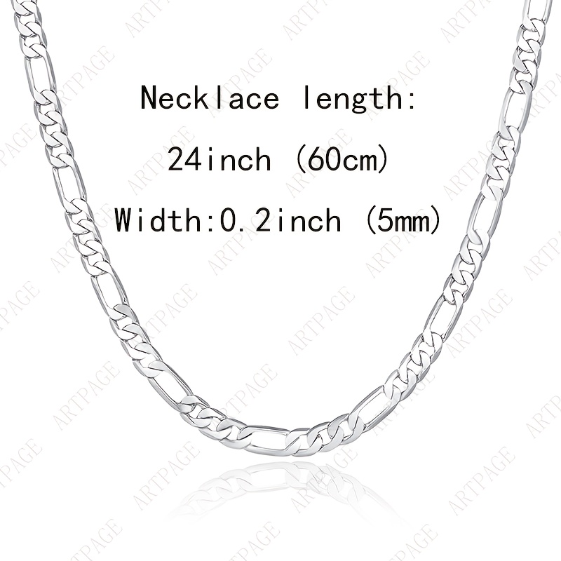 Image of 925 Sterling Silvery Men's Necklace 24inch Necklace Hypoallergenic Skin-friendly Local Warehouse Suitable For Valentine's Day Father's Day Christmas Gifts Exquisite Gift Box Packaging