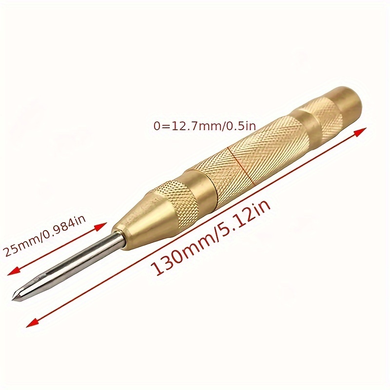 5-Inch Spring-Loaded Automatic Center Punch - Steel, Precision Marking & Hole Starter Tool