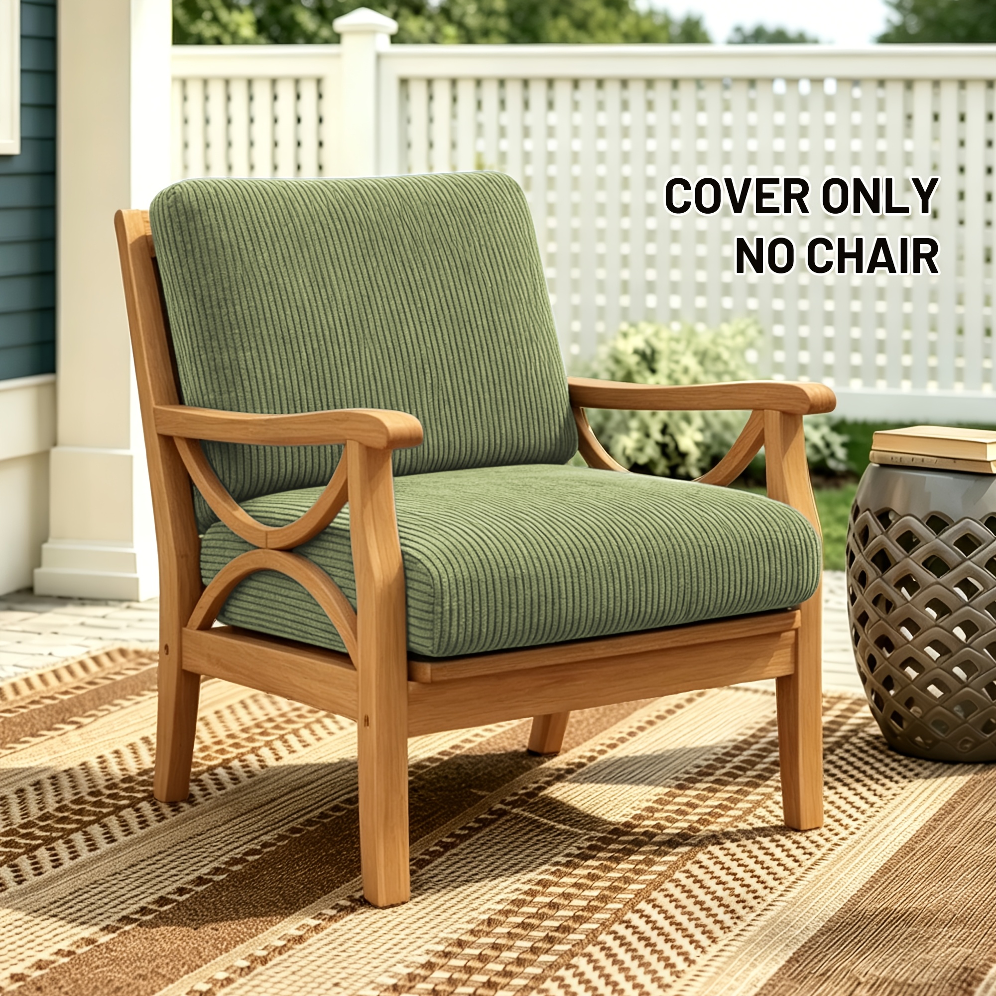 TEMU 2pcs/set Elastic Fabric Outdoor Single Sofa Cushion Cover Sofa Chair Cover Sofa Cover, Courtyard Single Sofa Protective Cover, Single Sofa Chair