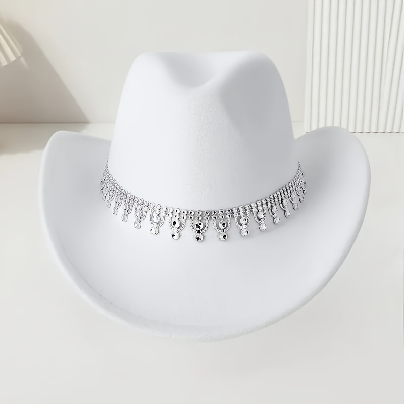 E-shop Western-Cowboyhut für Damen & Herren – Eleganter schwarzer Partyhut, leichter, nicht elastischer Filz-Cowboyhut für Country-Western-Events,