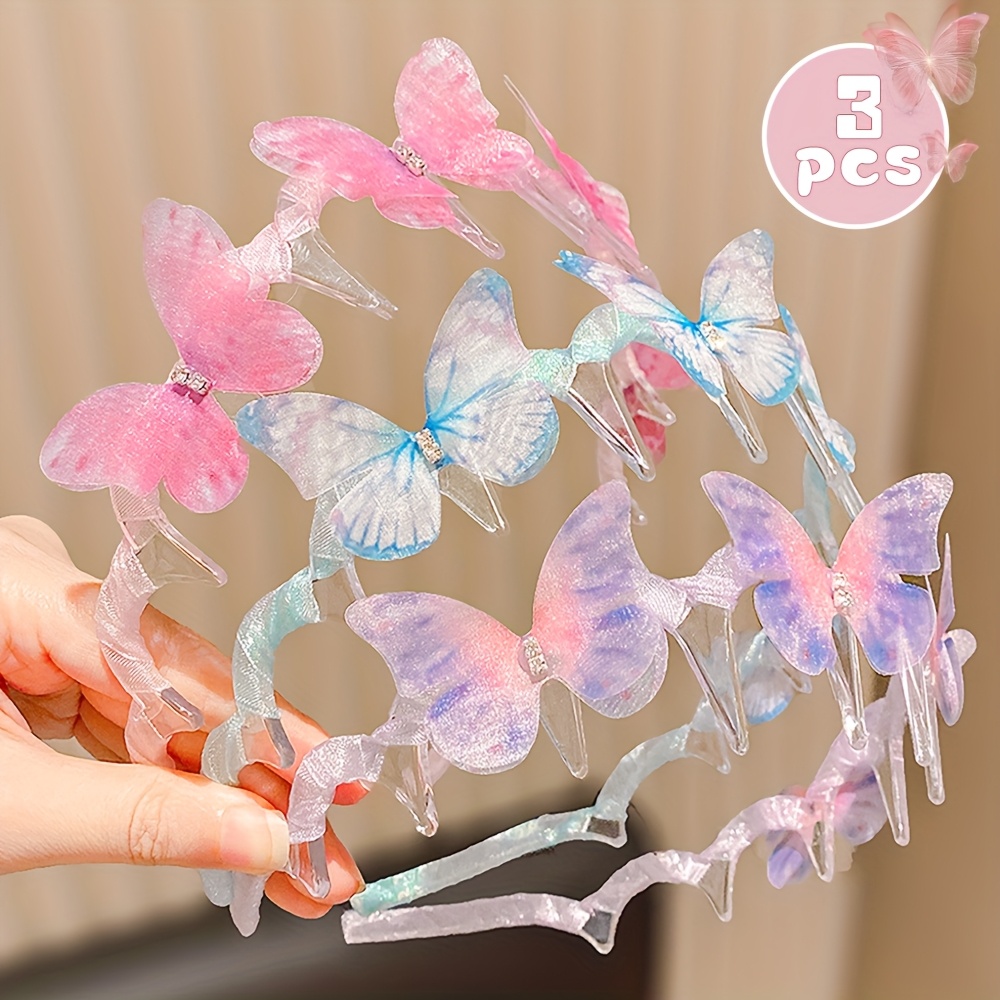 3pcs Multicolor Transparent Gradient 3d Headband Light Suitable For Cute ' Summer Gift, Wearable In - Fashion Hair Accessory