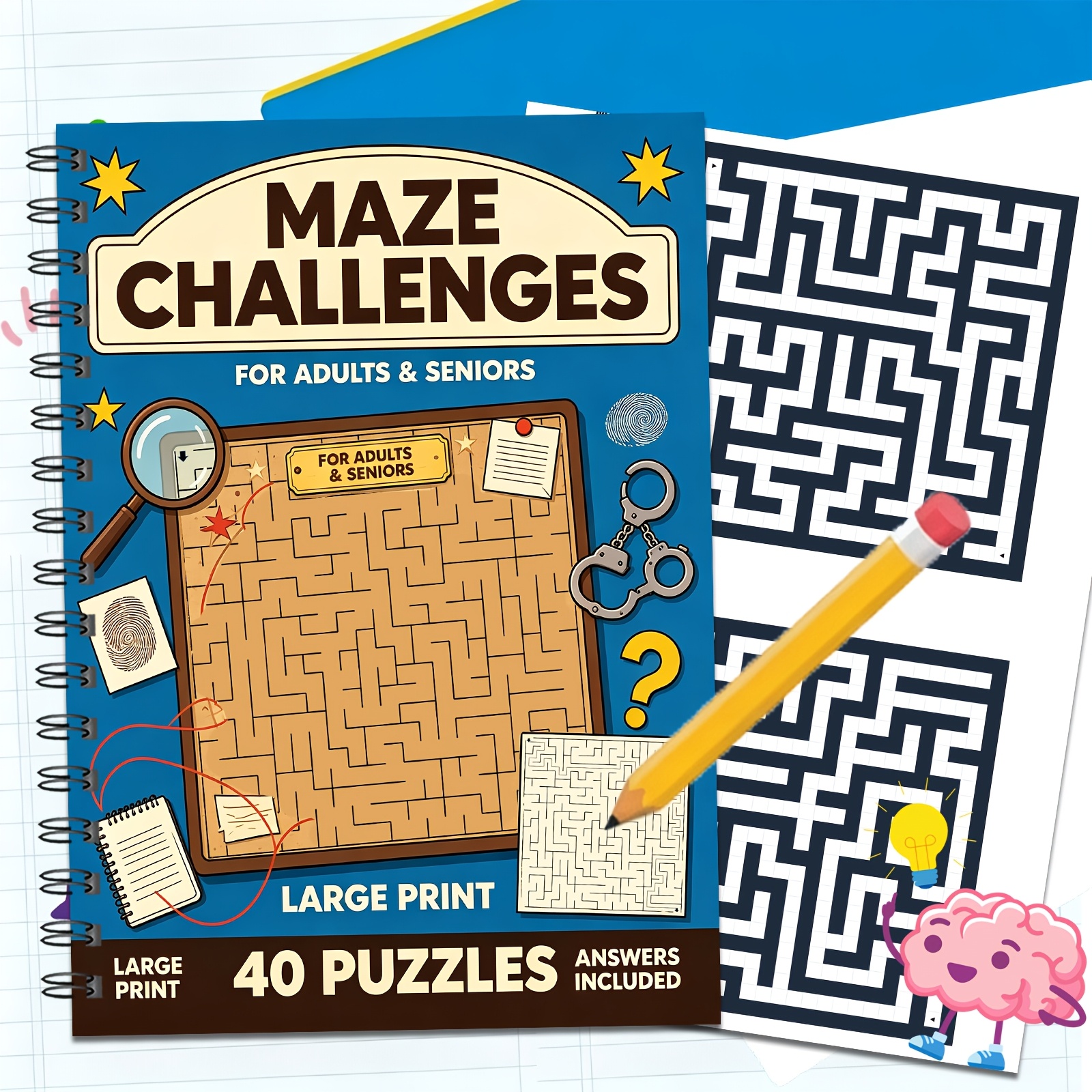 Maze Challenges Book, Large Print, Fun Mazes
