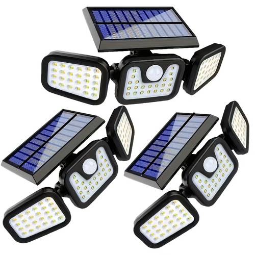 74 led solar powered outdoor floodlights with motion sensor 3 level dimming and ip55 protection wide angle lighting suitable for gardens driveways yards and commercial street lights