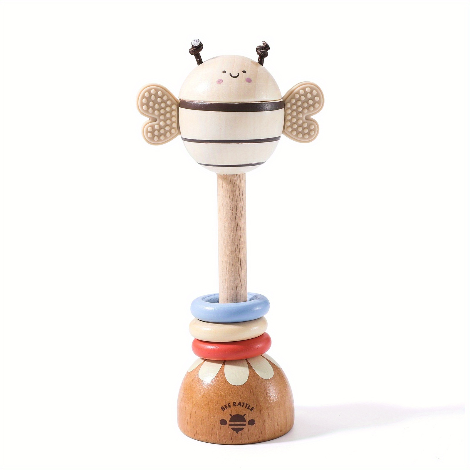 Image of Cute Cartoon Bee Shaped Rattle For Infants And Toddlers, Baby Grip Training Hand Rattle, Rattle Toy, Christmas Halloween Birthday Gift, Photography Prop