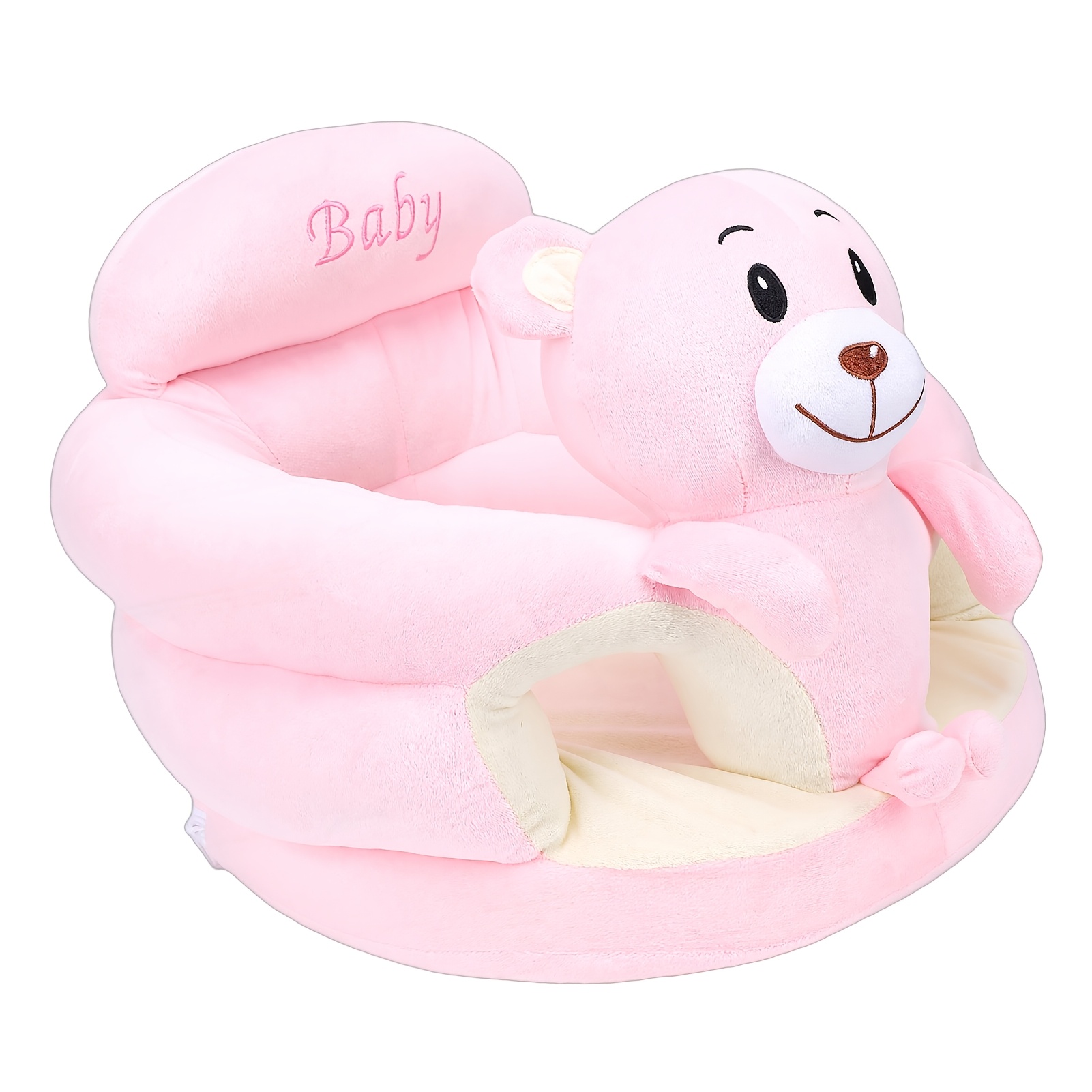 TEMU Plush Baby Support Seat, Animal Shaped Infant Sitting Chair With Backrest And Armrest, Soft Filled Baby Sofa Seat For Learning To Sit, Toddler