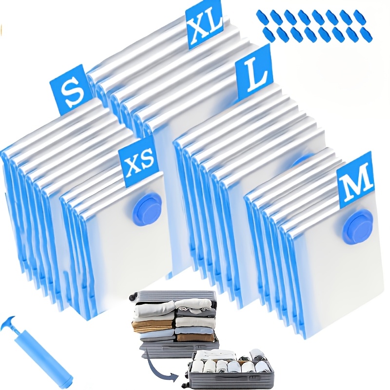 TEMU Set da 17 sacchetti sottovuoto per la conservazione con pompa manuale portatile - Extra large + Large + Medio + Piccolo + Pompa manuale - Adatti