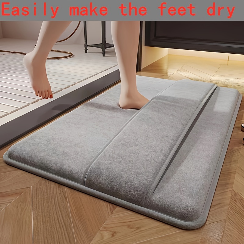 

Ultra-absorbent Bath Mat - Non-slip, Quick- Rug With Back Scrubber For - Soft Flannel, Lightweight Knit Design