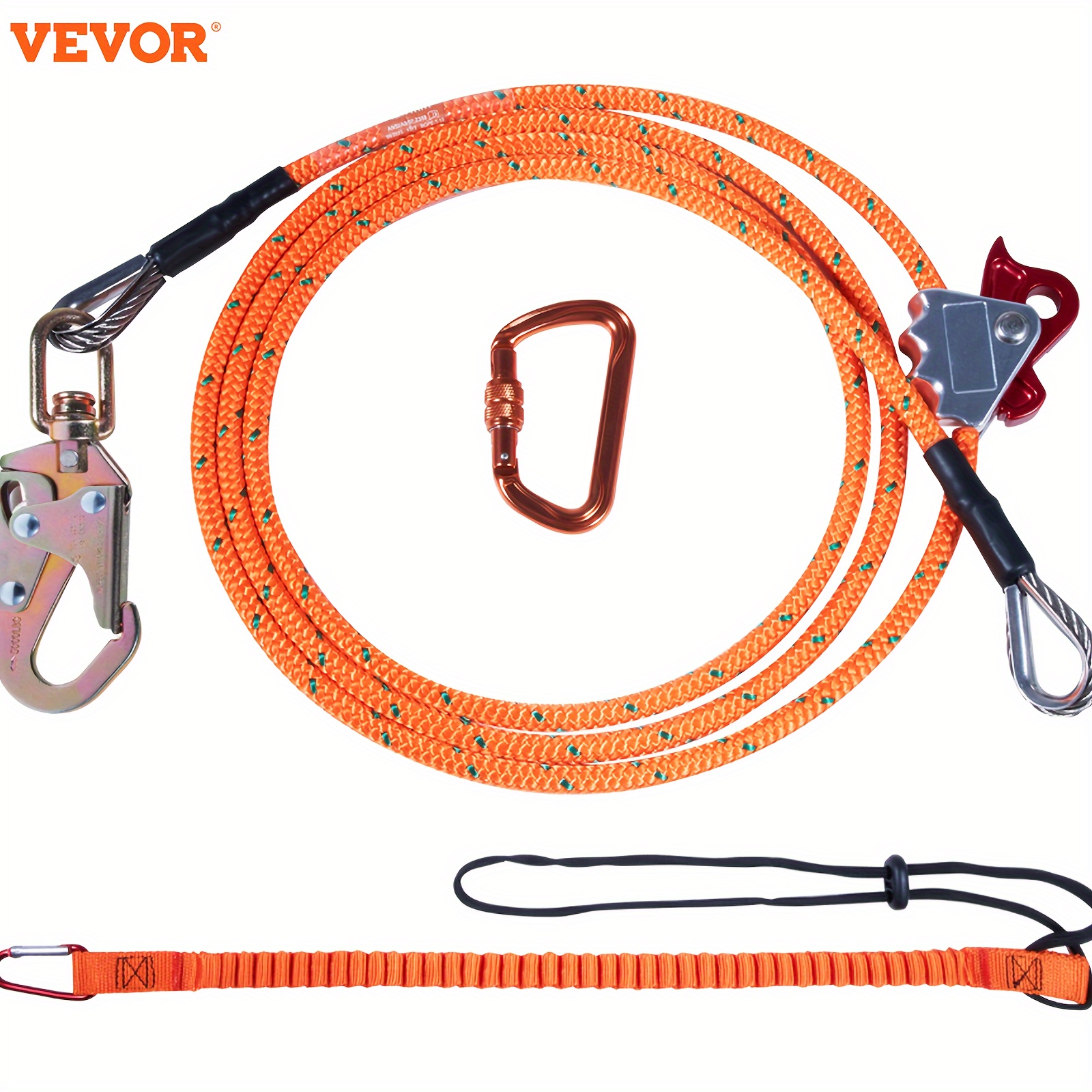 

Vevor Steel Kit 1/2" X 10' Flipline Carabiner And Steel Snap Flipline For Arborists