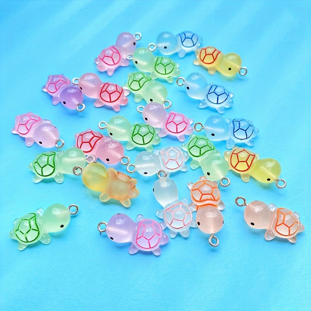 

10 Pack Mini Resin Glowing Turtle Charms Assorted Colors Cute Cartoon Animal Pendants For Diy Bracelet Anklet Necklace Keychain Bag Accessories