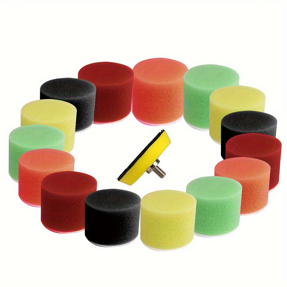 16pcs 2" 50mm Buffing Sponge Polishing Pad Kit For Air Sander Car Buffing Waxing Car Cleaning Tools