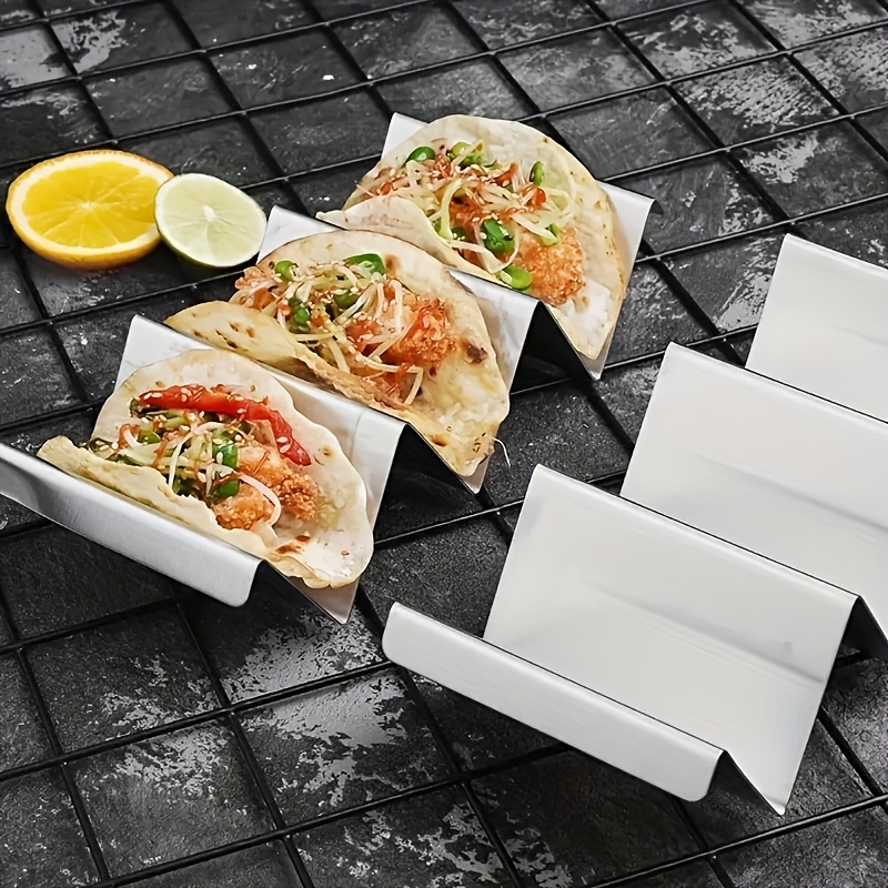 

W-shaped 2/4/8pcs Stainless Steel Mexican Taco Holder W-shaped Tortilla Holder Taco Holder Corn Roll Holder Pancake Tray