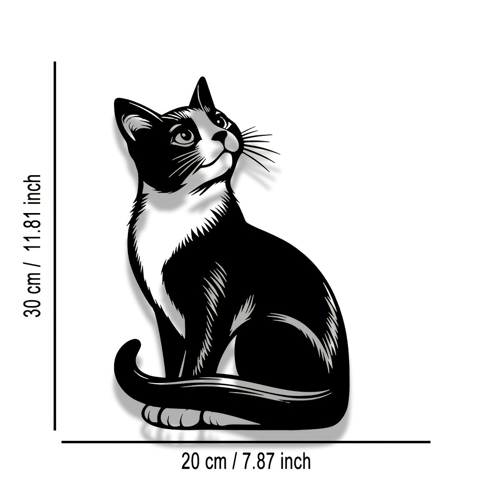TEMU 1pc Minimalist Exquisite : Halloween Abstract Art Christmas Elegant Design, Delicate Kitten Hollow-out Metal Plaque, Wall Art, Wall Decoration,