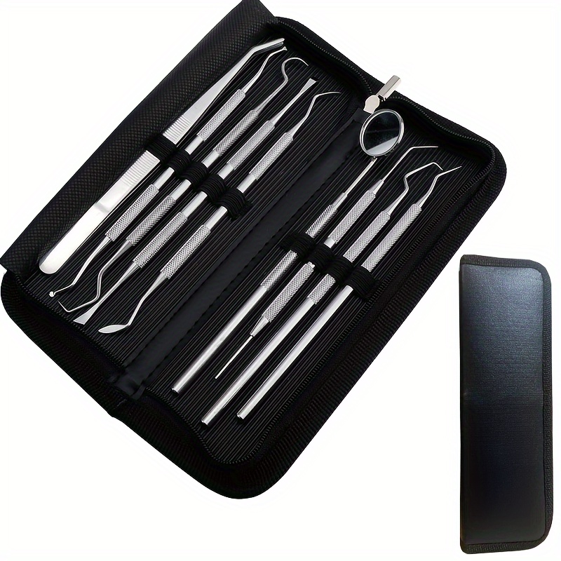 

Professional Teeth Hygiene Kit With Scaler, Mouth Mirror, Tweezers, Teeth Pick, And Scraper - Ideal Gift Complete Oral Care Set