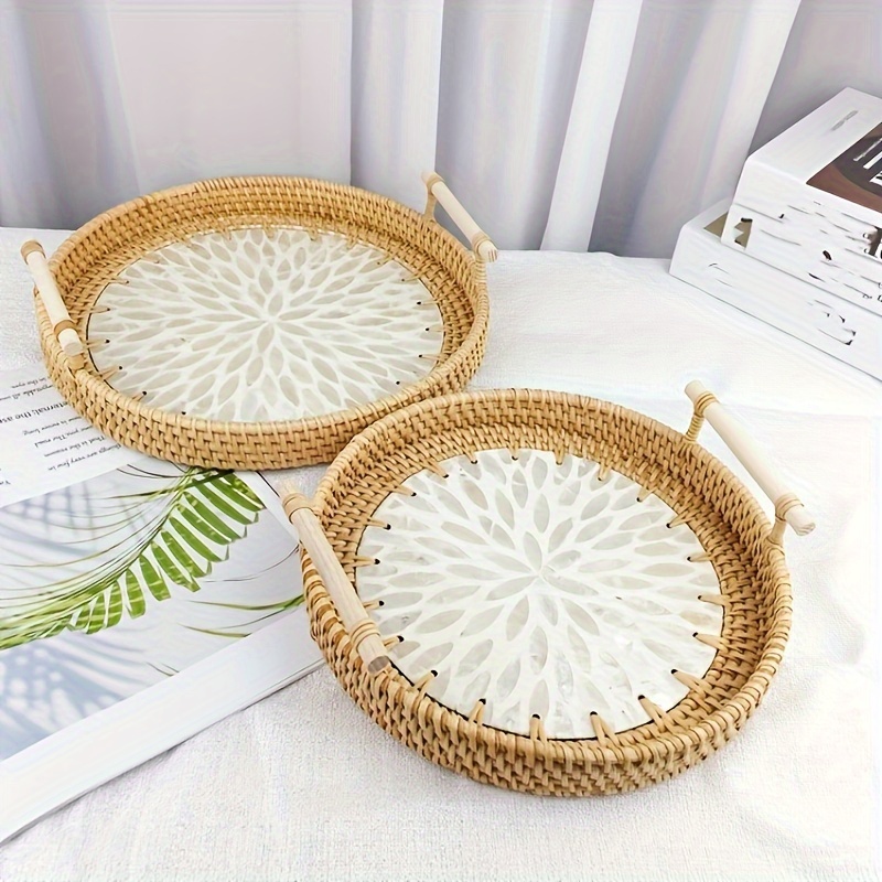 Panier Plateau Vintage En Osier Et Bois – Déco Maison Rustique