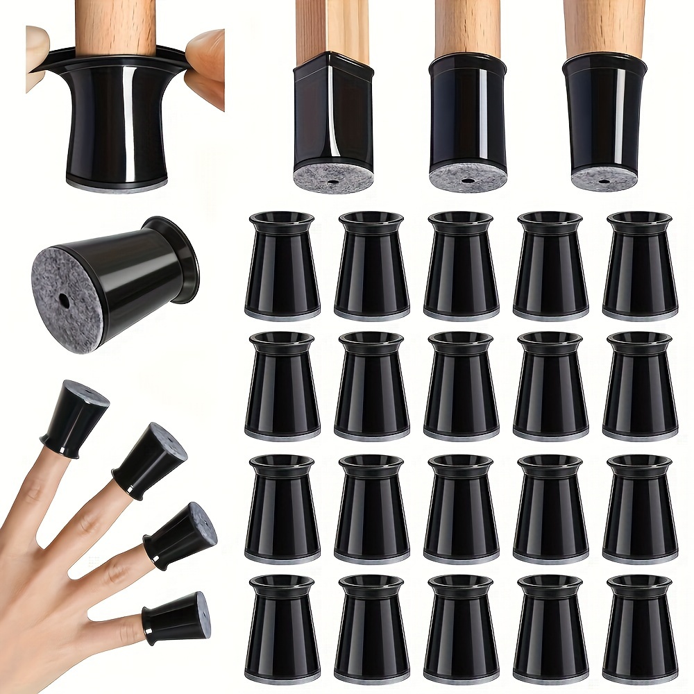 

16pcs Furniture Leg Covers, Fits Most Shapes, Non-slip With Integrated Felt Pads, Scratch-proof Protection For Floors, On Round & Square Legs, Material, Black &