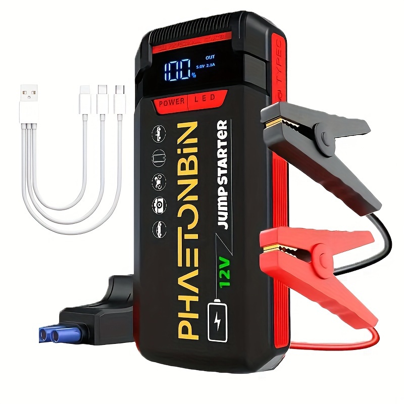 Jump Starter with Air Compressor, * 150PSI Battery Jumper Starter Portable (9.0 Gas/2.11gal Diesel), 12V Jump Box Car Battery Jump Starter with Smart Jumper Cables, 3 * Flashlight, LCD Display