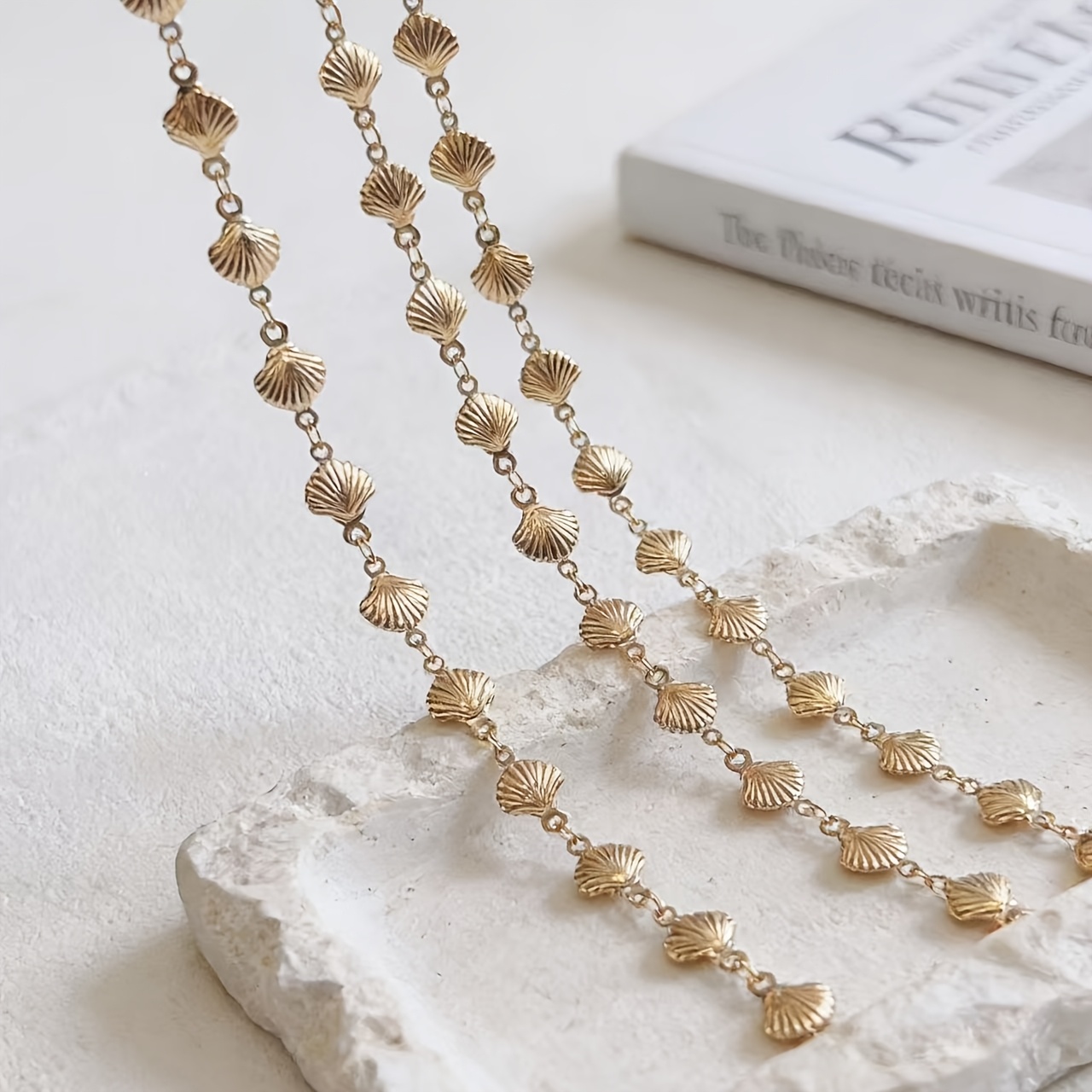 100cm 18K Golden Plated Shell-shaped Chain for DIY Jewellery