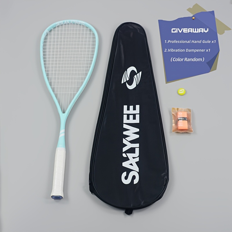 TEMU 2026 100% Fiber Squash Racquet - Ultralight , 14x18 String Pattern 55-60lbs, Professional Racket For Training And Tournament Play, Includes