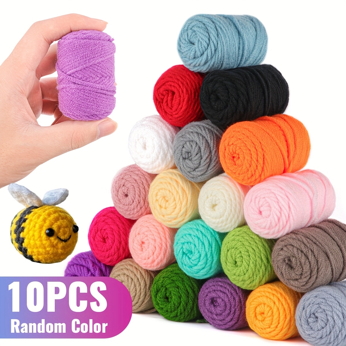 

10pcs Polyester Milk Yarn, Color, 15g Each, For Diy Knitting And Crochet Projects, With Ideal For Hats, Bags, Gloves, Dolls, Scarves, And Home Decor